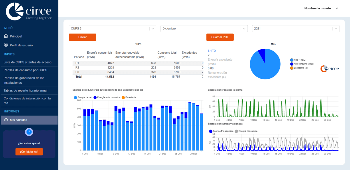 Pantallazo de Communit-e, software de comunidades energéticas